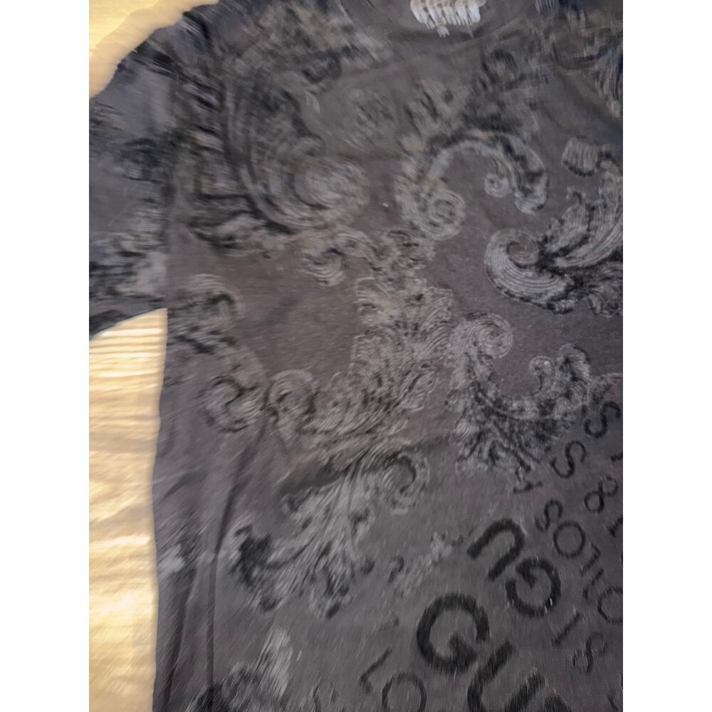 GUESS Los Angeles Men's Small Black Flocked Graphic Logo Baroque T-Shirt S - Picture 3 of 5